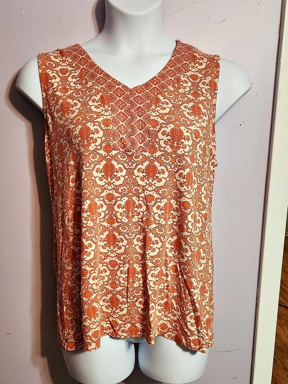 Croft & Barrow Paisley Tunic in Orange & White Size XL Like New